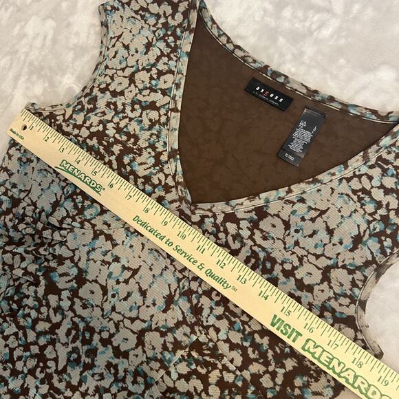 VTG Babydoll Ruched Top Womens Large Brown Abstract Blue Boho Artsy Y2K Grunge - Picture 6 of 9